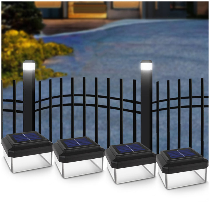 GreenBlue solar LED pole light, 100x100mm, envelope canopy, GB128, 4 pieces