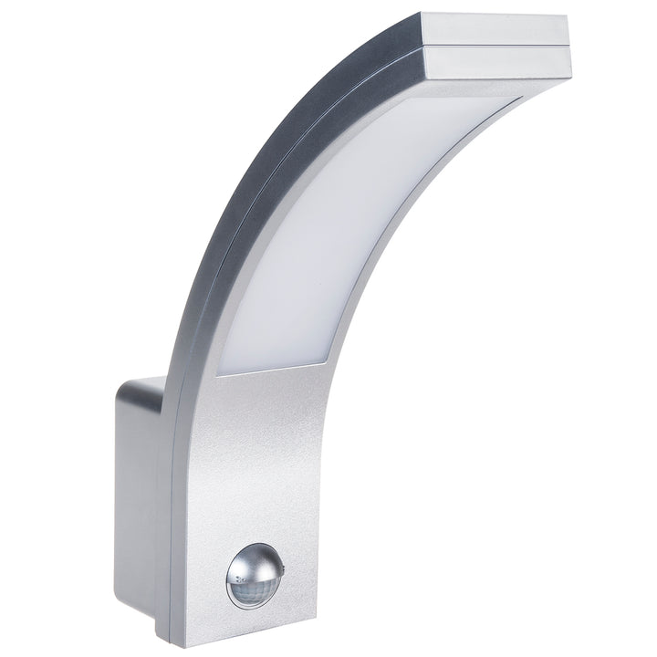 Lampa LED braiteoir gluaisne Maclean, braiteoir gluaisne PIR, airgead, 10W, IP54, 750lm, bán neodrach (4000K) MCE244 S, 2 phíosa