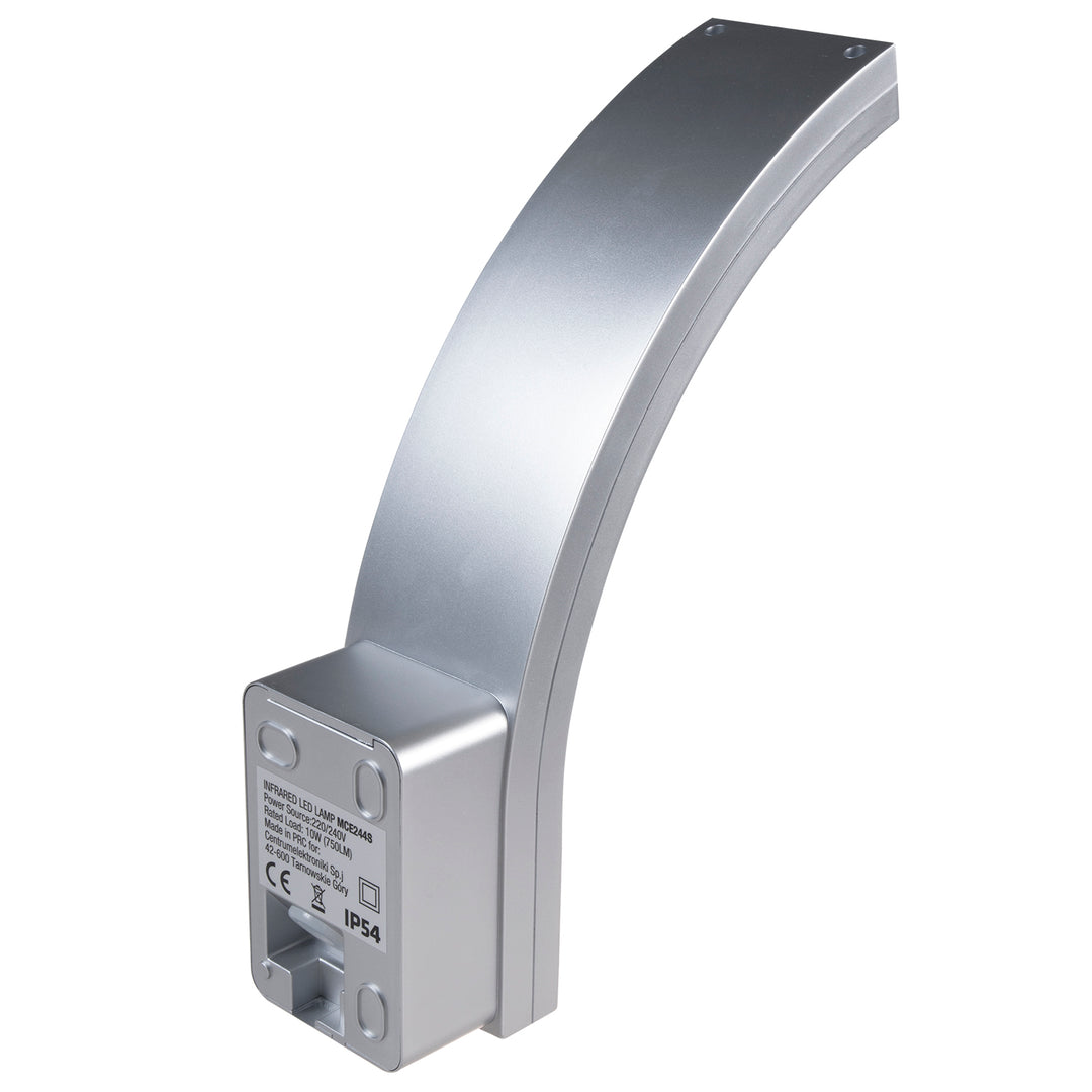 Lampa LED braiteoir gluaisne Maclean, braiteoir gluaisne PIR, airgead, 10W, IP54, 750lm, bán neodrach (4000K) MCE244 S, 2 phíosa