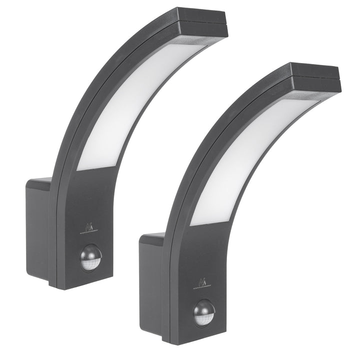 Maclean motion sensor LED lamp, PIR motion sensor, grey, 10W, IP54, 750lm, neutral white (4000K) MCE244 GR, 2 pieces