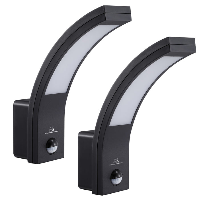 Maclean motion sensor LED lamp, PIR sensor, black, 10W, IP54, 750lm, neutral white (4000K) MCE244 B, 2 pieces