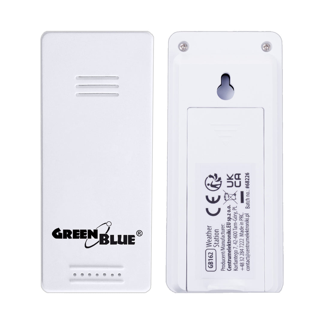 GreenBlue wireless weather station, IN/OUT temperature, clock, °C/°F selectable, range up to 60 m, GB162