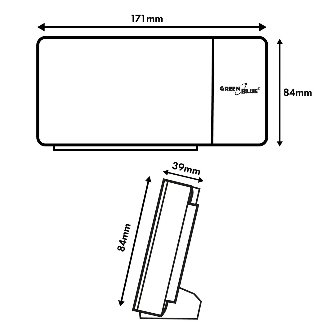 Digital LED clock radio with GreenBlue projector, FM radio, alarm, 12/24 clock, 5V DC USB power supply + CR2032, GB172
