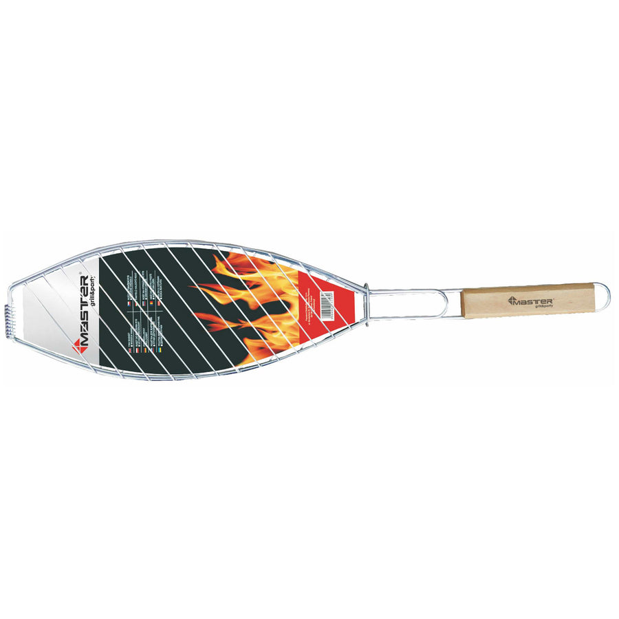 Master Grill & Party fish roasting grate, chrome-plated steel, wooden handle, 68cm, MG148A
