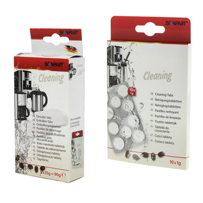 6 tablets for descaling coffee machines etc + 10 tablets for cleaning coffee machines