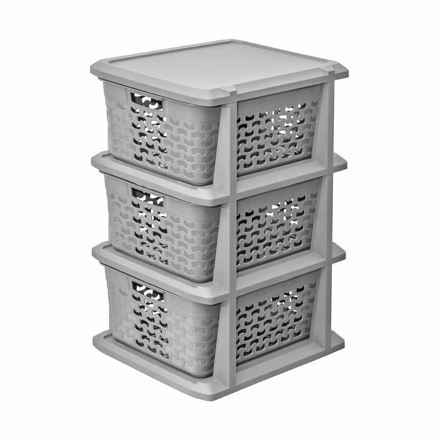 BranQ stand, 3 pull-out baskets, universal, grey, Cotton 1783