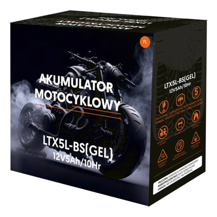 Ceallraí glóthach Lamex, gluaisrothar, 12V, 5Ah, LTX5L-BS