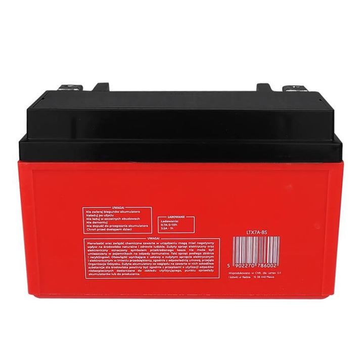 Lamex The LTX7A-BS 12 V 7 Ah gel battery for motorbikes, scooters and quads is maintenance-free, long-lasting, shock-resistant, compact and quick-charging, ready to fit