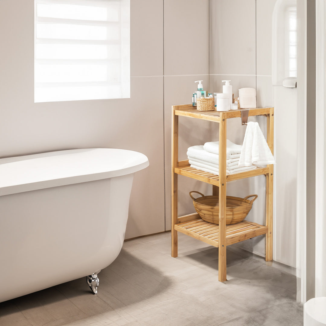 Comh-aireachta seomra folctha bambú GreenBlue, 370x330x780mm, 3 sheilfeanna, GB321, 2 phíosa