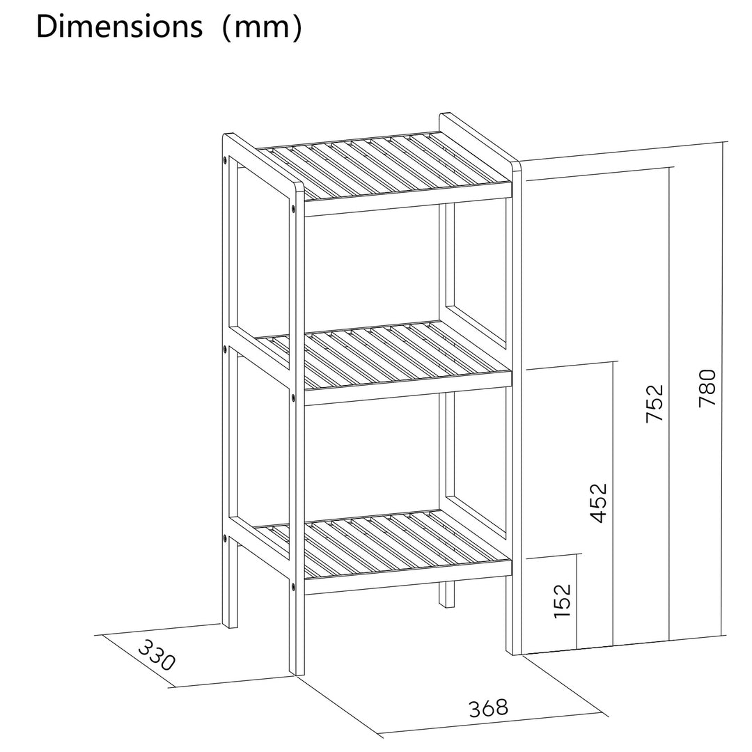 Comh-aireachta seomra folctha bambú GreenBlue, 370x330x780mm, 3 sheilfeanna, GB321, 2 phíosa