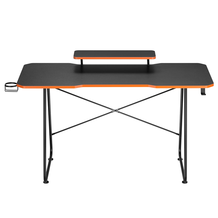 NanoRS gaming desk with monitor shelf, 50kg max, height 850mm, black, RS170+Cable organizer / desk grille Nano RS, 1345mm, black and red, RS125