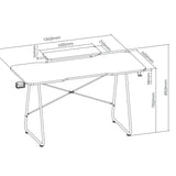 NanoRS gaming desk with monitor shelf, 50kg max, height 850mm, black, RS170+Cable organizer / desk grille Nano RS, 1345mm, black and red, RS125
