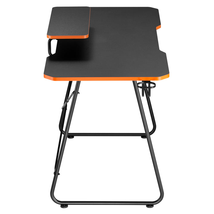 NanoRS gaming desk with monitor shelf, 50kg max, height 850mm, black, RS170+Cable organizer / desk grille Nano RS, 1345mm, black and red, RS125