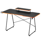 NanoRS gaming desk with monitor shelf, 50kg max, height 850mm, black, RS170+Cable organizer / desk grille Nano RS, 1345mm, black and red, RS125