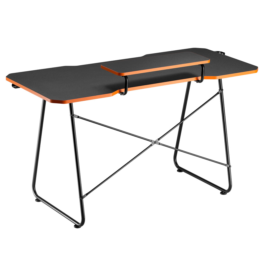 NanoRS gaming desk with monitor shelf, 50kg max, height 850mm, black, RS170+Cable organizer / desk grille Nano RS, 1345mm, black and red, RS125