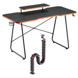 NanoRS gaming desk with monitor shelf, 50kg max, height 850mm, black, RS170+Cable organizer / desk grille Nano RS, 1345mm, black and red, RS125