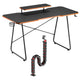 NanoRS gaming desk with monitor shelf, 50kg max, height 850mm, black, RS170+Cable organizer / desk grille Nano RS, 1345mm, black and red, RS125