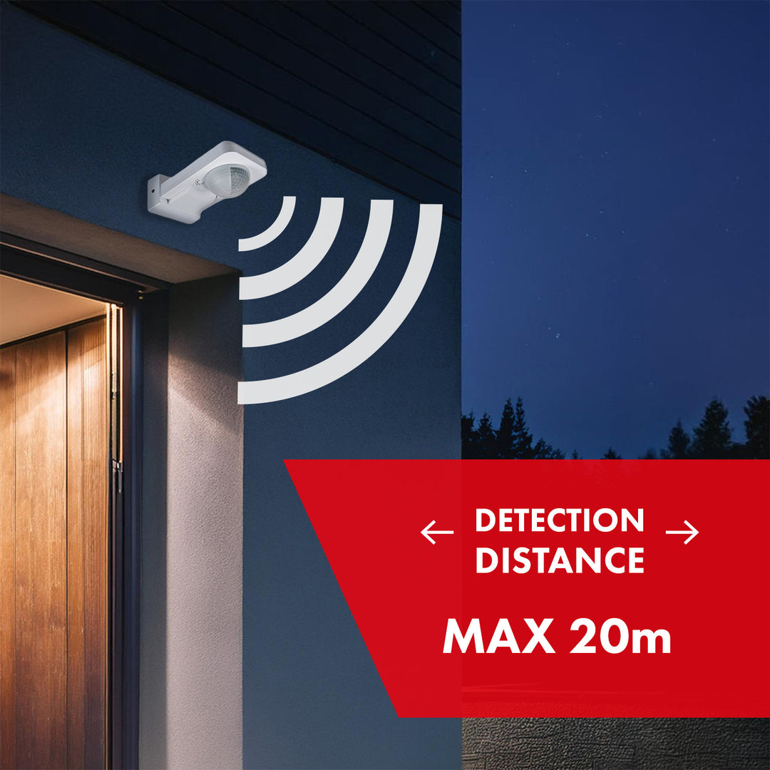 Braiteoir gluaisne PIR Maclean, infridhearg, IP65, uasmhéid 2000W, MCE243, 2 phíosa