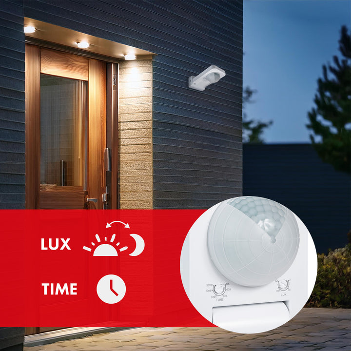 Braiteoir gluaisne PIR Maclean, infridhearg, IP65, uasmhéid 2000W, MCE243, 2 phíosa