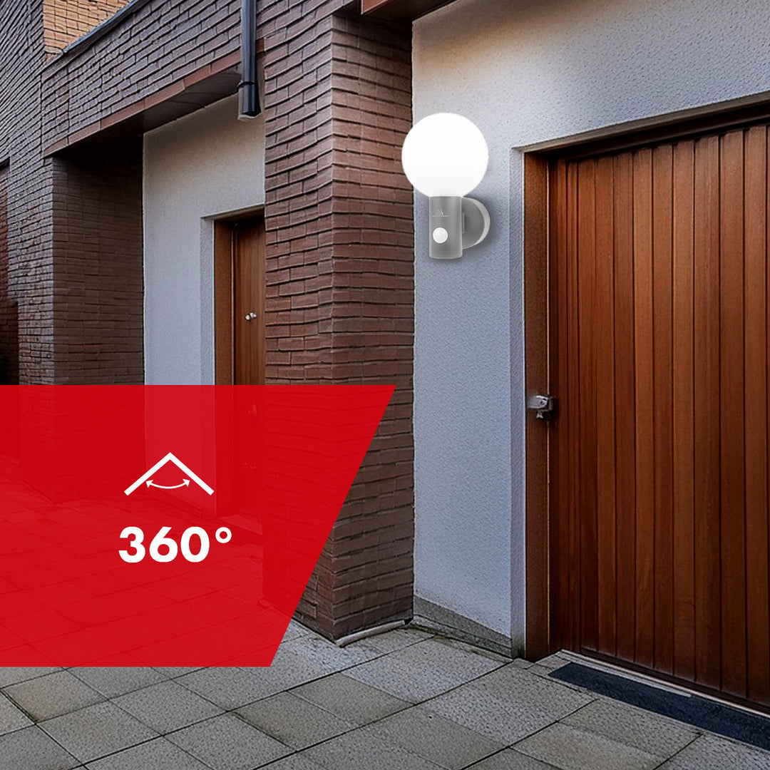 Maclean motion sensor LED lamp, PIR motion sensor, grey, 15W, IP65, 1600lm, neutral white (4000K) MCE515 GR, 2 pieces