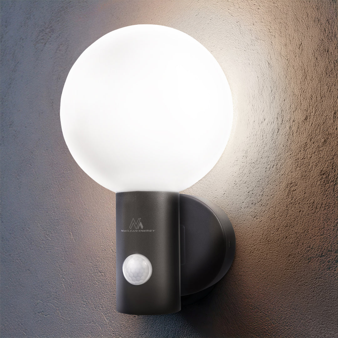 Maclean motion sensor LED lamp, PIR motion sensor, grey, 15W, IP65, 1600lm, neutral white (4000K) MCE515 GR, 2 pieces