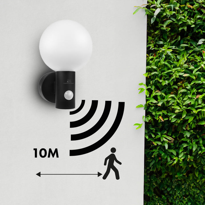 Lampa LED braiteoir gluaisne Maclean, braiteoir gluaisne PIR, dubh, 15W, IP65, 1600lm, bán neodrach (4000K) MCE515 B, 2 phíosa