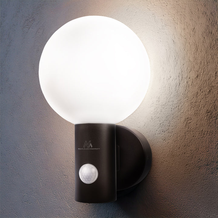 Lampa LED braiteoir gluaisne Maclean, braiteoir gluaisne PIR, dubh, 15W, IP65, 1600lm, bán neodrach (4000K) MCE515 B, 2 phíosa