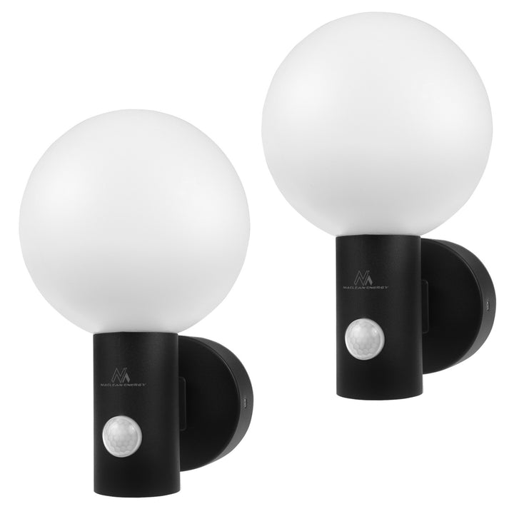 Lampa LED braiteoir gluaisne Maclean, braiteoir gluaisne PIR, dubh, 15W, IP65, 1600lm, bán neodrach (4000K) MCE515 B, 2 phíosa