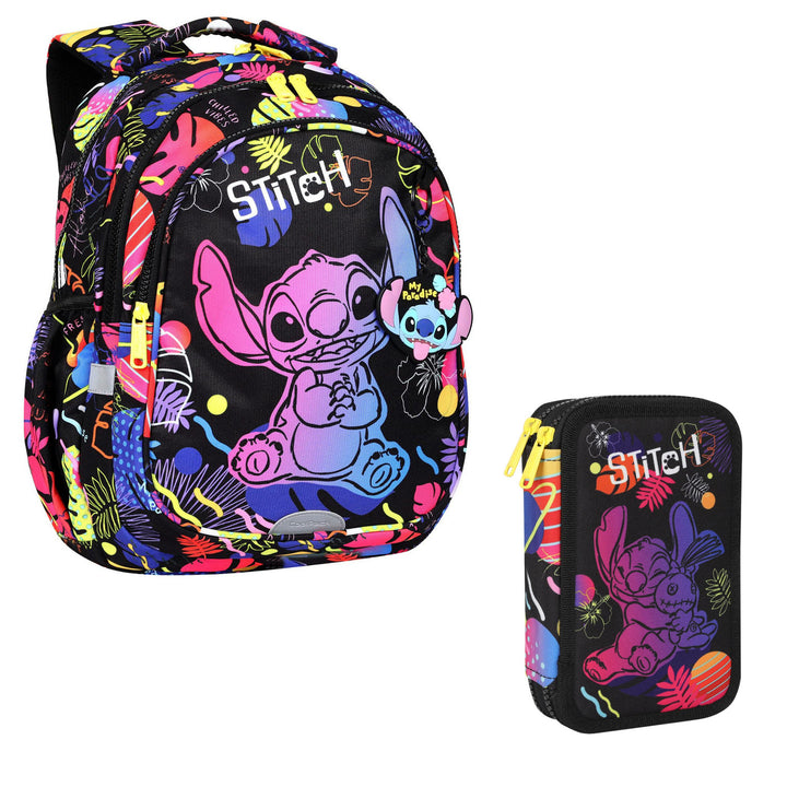 Coolpack Jerry DISNEY STITCH 19 L school backpack black + Coolpack pencil case, two compartment, equipped, Stitch, Jumper 2