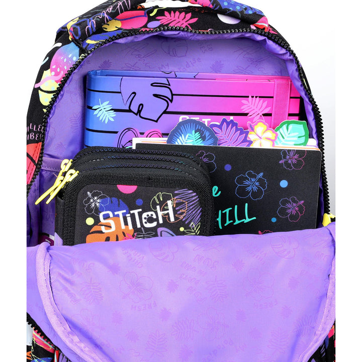 Coolpack Jerry DISNEY STITCH 19 L school backpack black + CoolPack Campus Disney Stitch oval school pencil case F062886