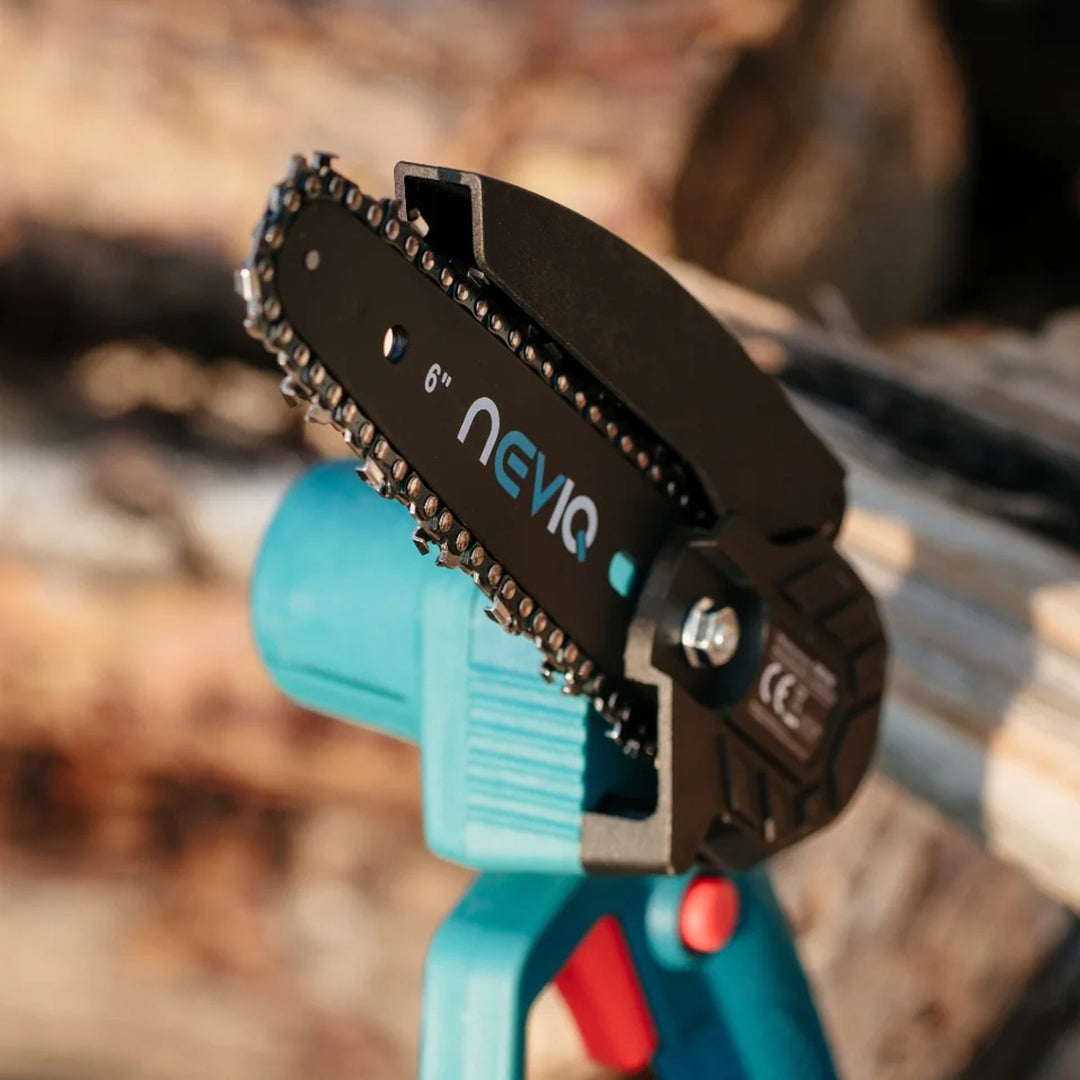 Sábh slabhrach gan sreang NEVIQ, barra 6'', 200W, ceallraí Li-ian 1.5 Ah, L04302