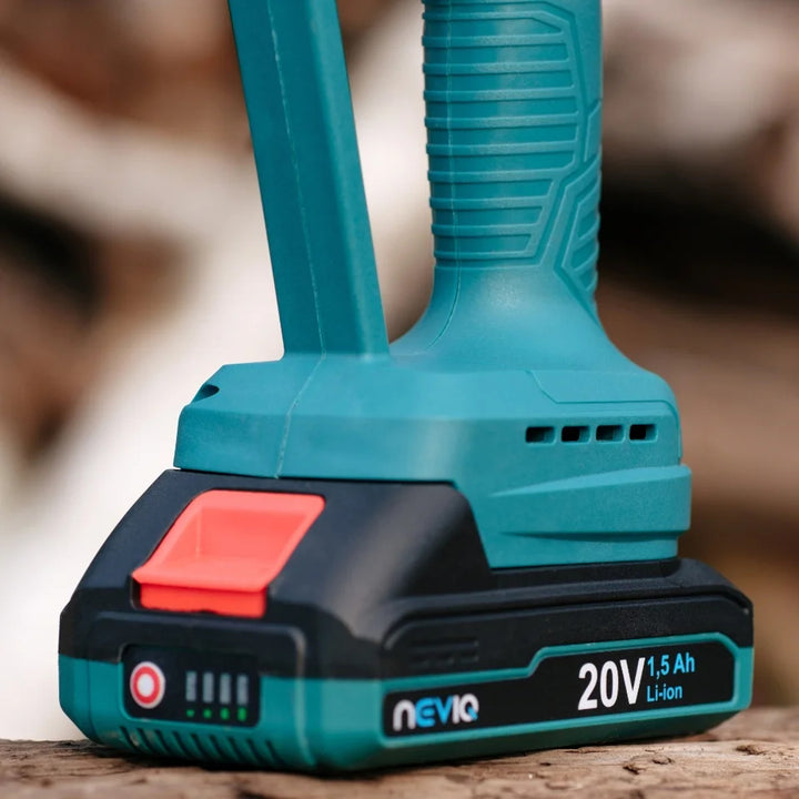 Sábh slabhrach gan sreang NEVIQ, barra 6'', 200W, ceallraí Li-ian 1.5 Ah, L04302