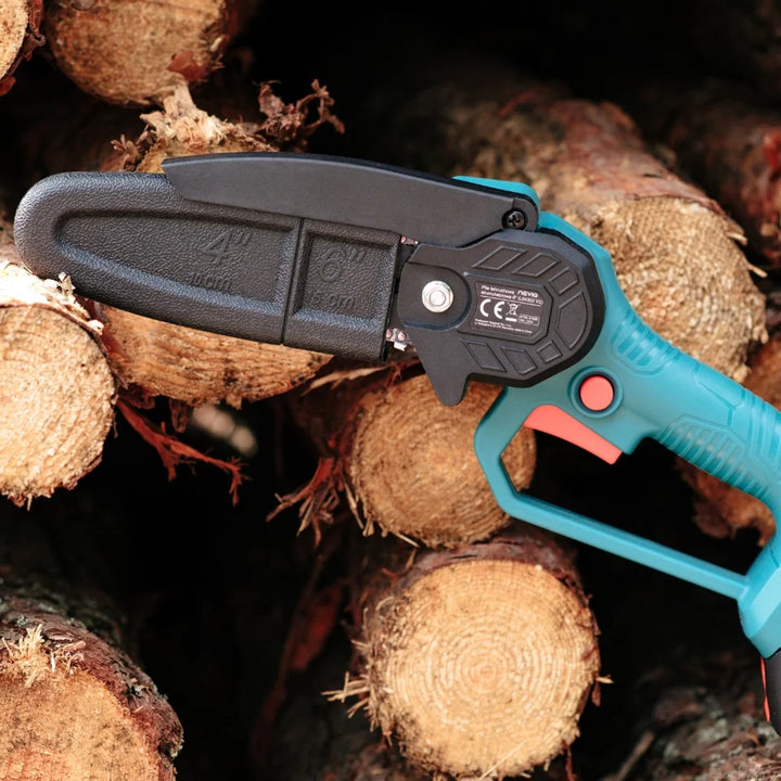 Sábh slabhrach gan sreang NEVIQ, barra 6'', 200W, ceallraí Li-ian 1.5 Ah, L04302