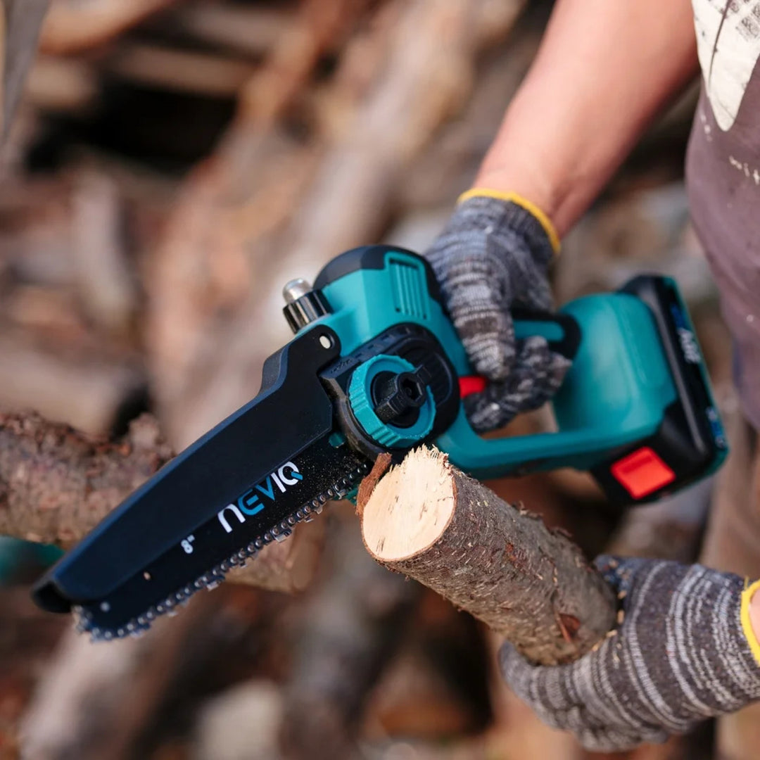 Sábh slabhrach gan sreang NEVIQ, barra 8'', 500W, mótar gan scuab, LX8303