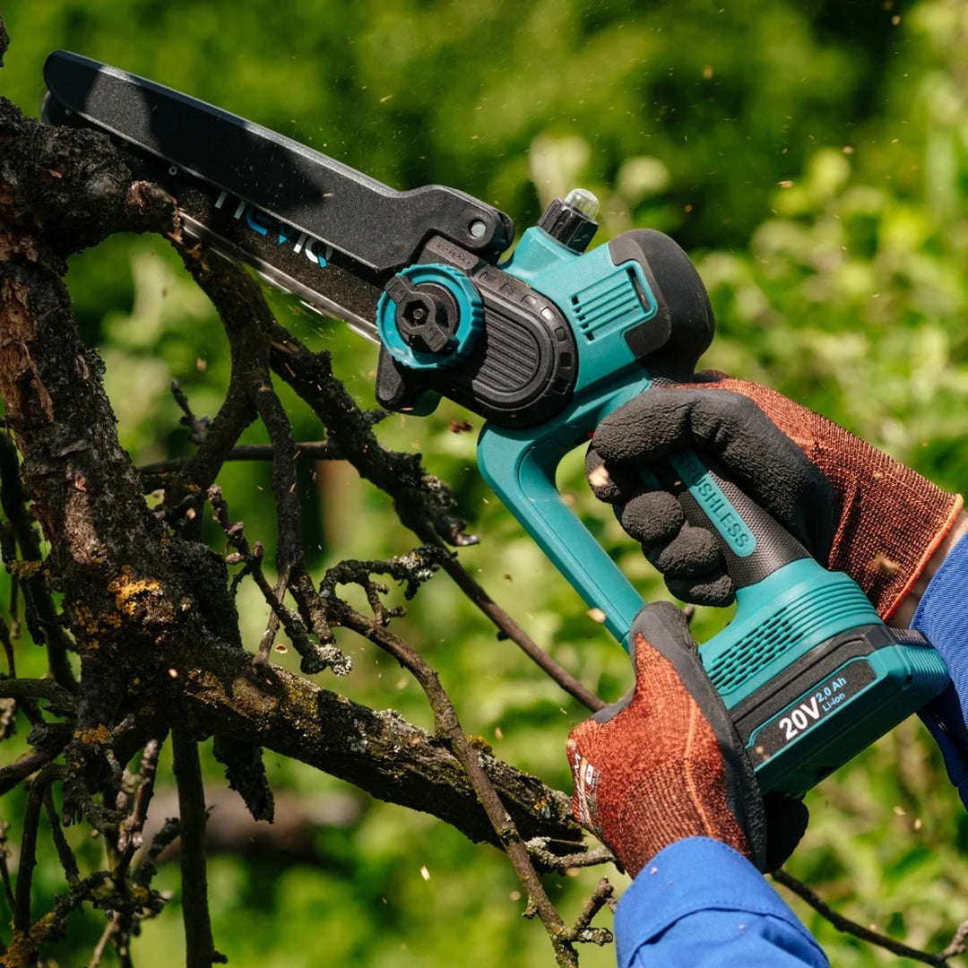 Sábh slabhrach gan sreang NEVIQ, barra 8'', 500W, mótar gan scuab, LX8303