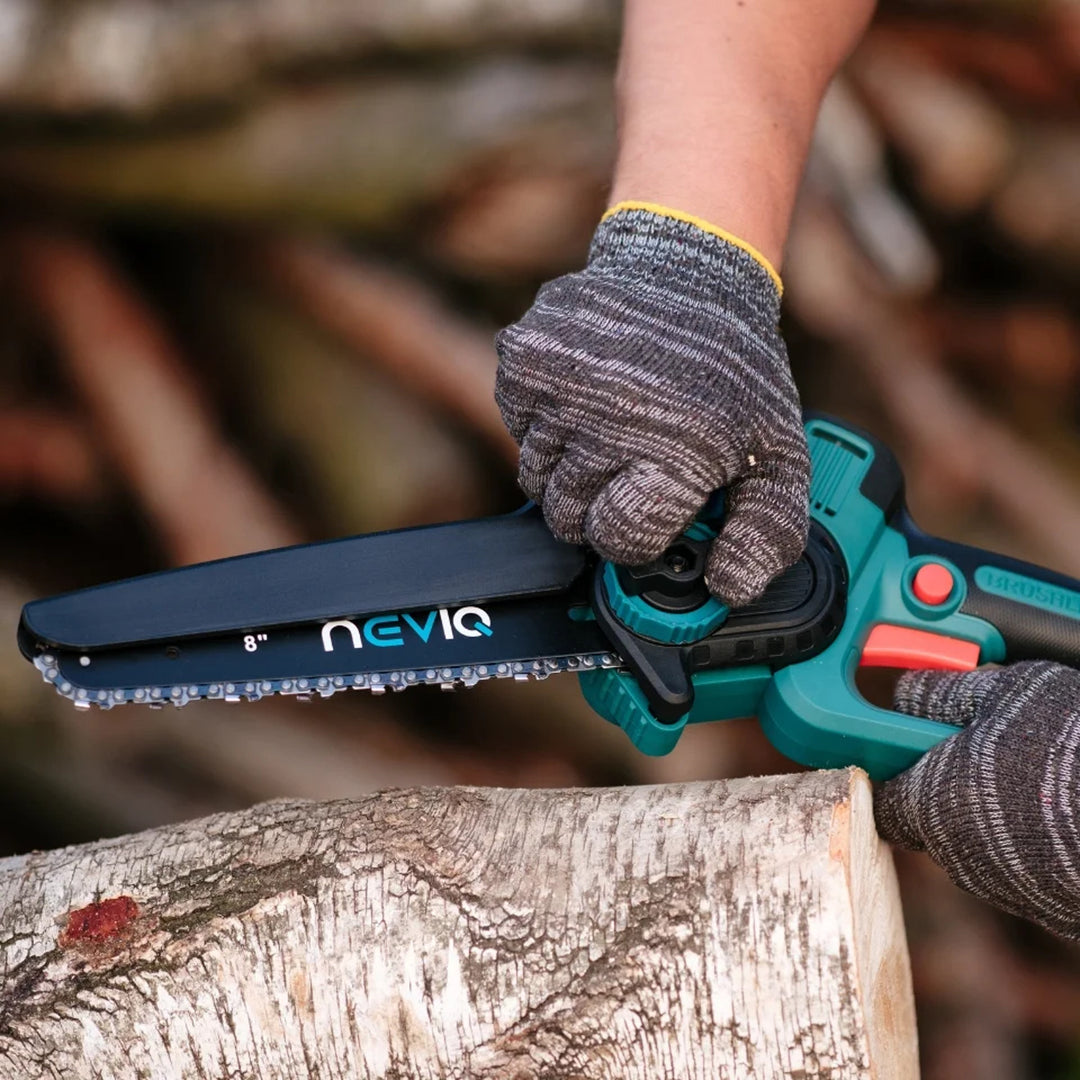 Sábh slabhrach gan sreang NEVIQ, barra 8'', 500W, mótar gan scuab, LX8303