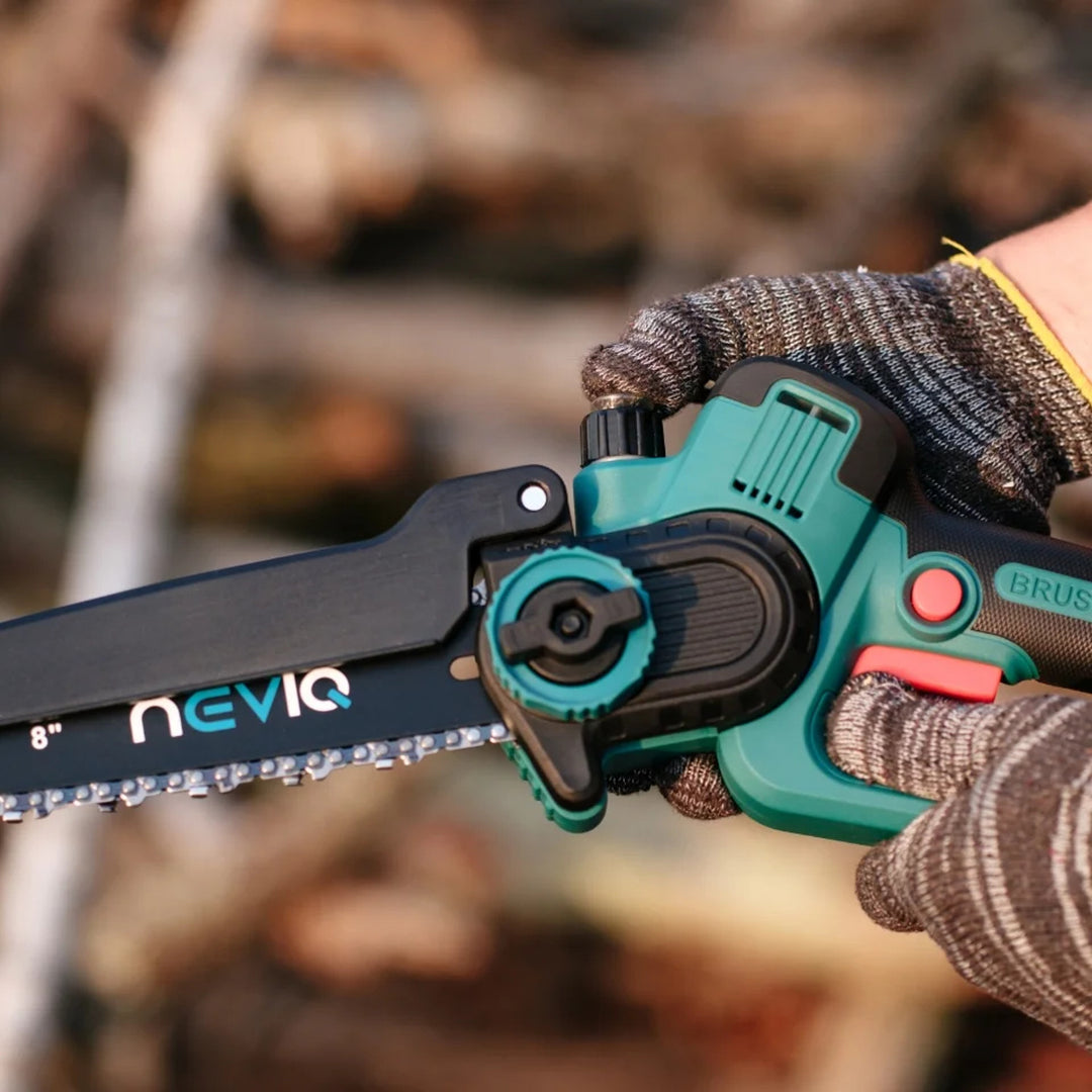 Sábh slabhrach gan sreang NEVIQ, barra 8'', 500W, mótar gan scuab, LX8303