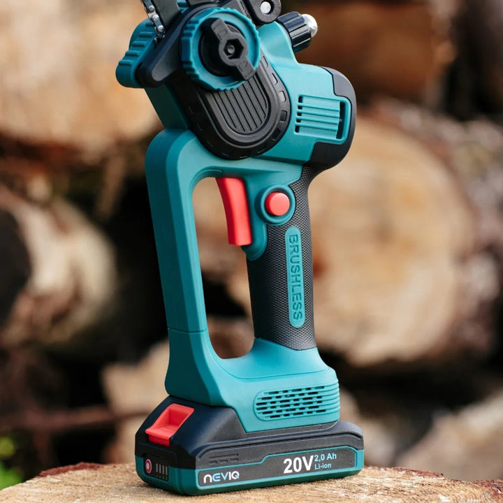 Sábh slabhrach gan sreang NEVIQ, barra 8'', 500W, mótar gan scuab, LX8303