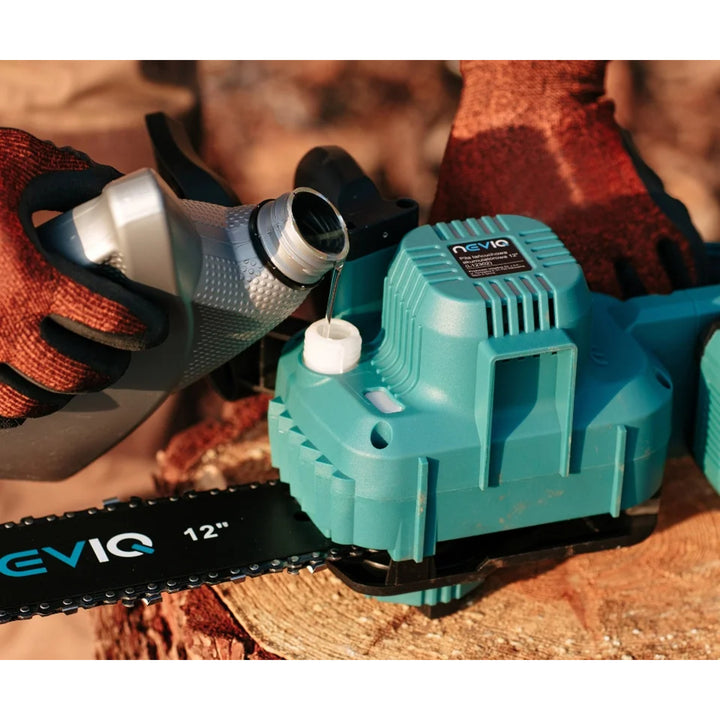 Sábh slabhrach gan sreang NEVIQ, barra 12'', 1000W, mótar gan scuab, L12302