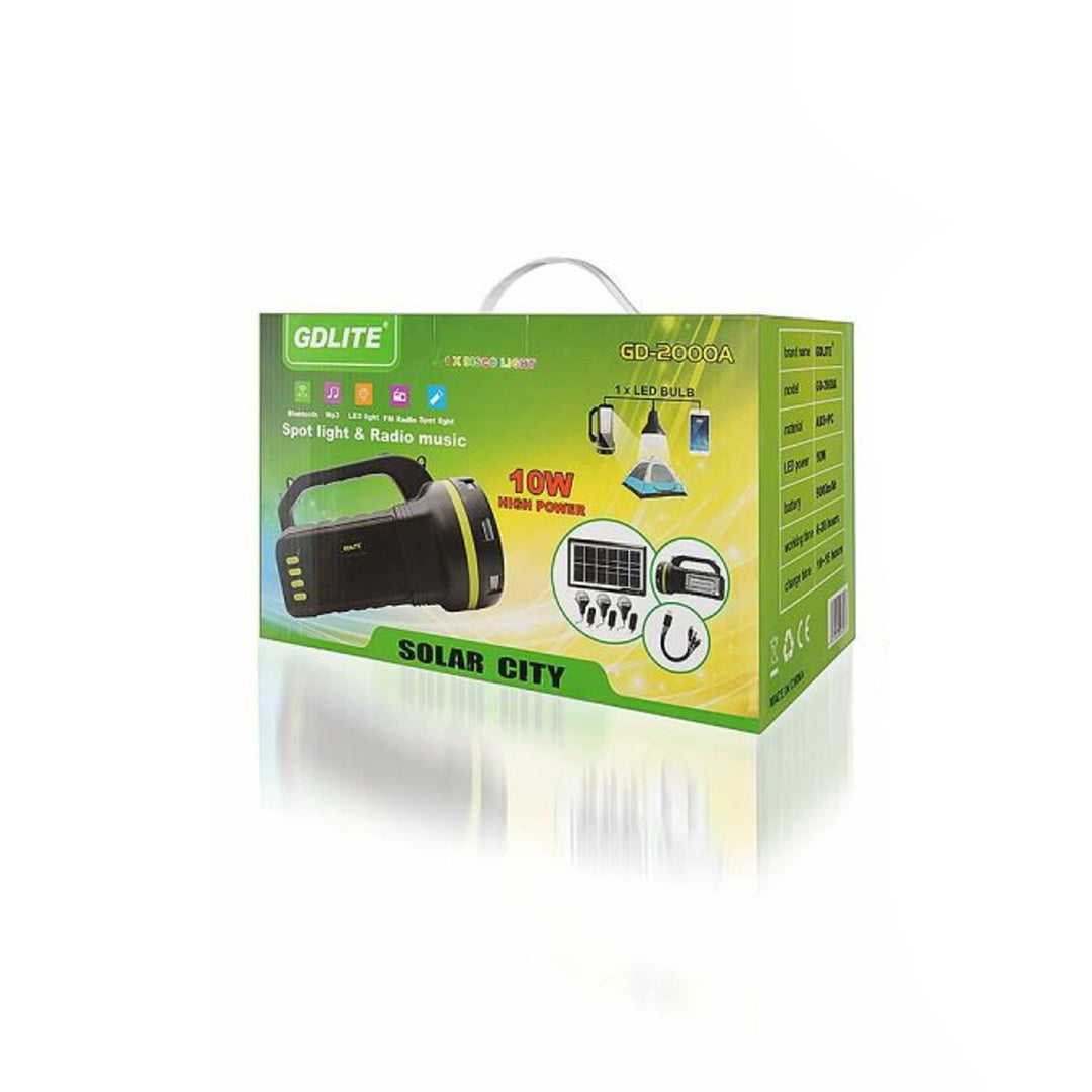 Verna multi-function solar flashlight, 6in1, powerbank, solar panel, lamp, LED lights, speaker+radio, Tur000008