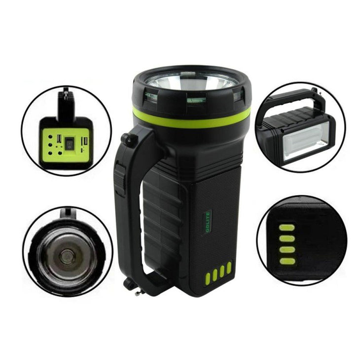 Verna multi-function solar flashlight, 6in1, powerbank, solar panel, lamp, LED lights, speaker+radio, Tur000008