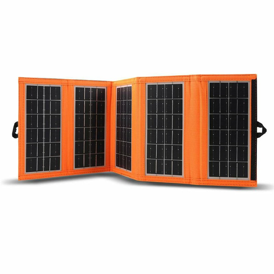 Solar panel, charger, 10W, 1 USB port, black and orange, A02