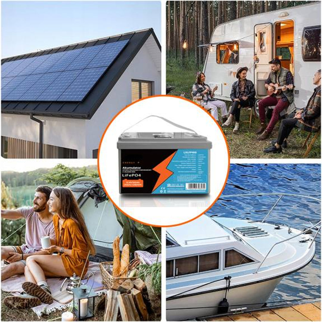 Ceallraí litiam-iarann-fosfáit LiFePo4 Lexton, le BMS, 12.8V, 100Ah, LXLFP100