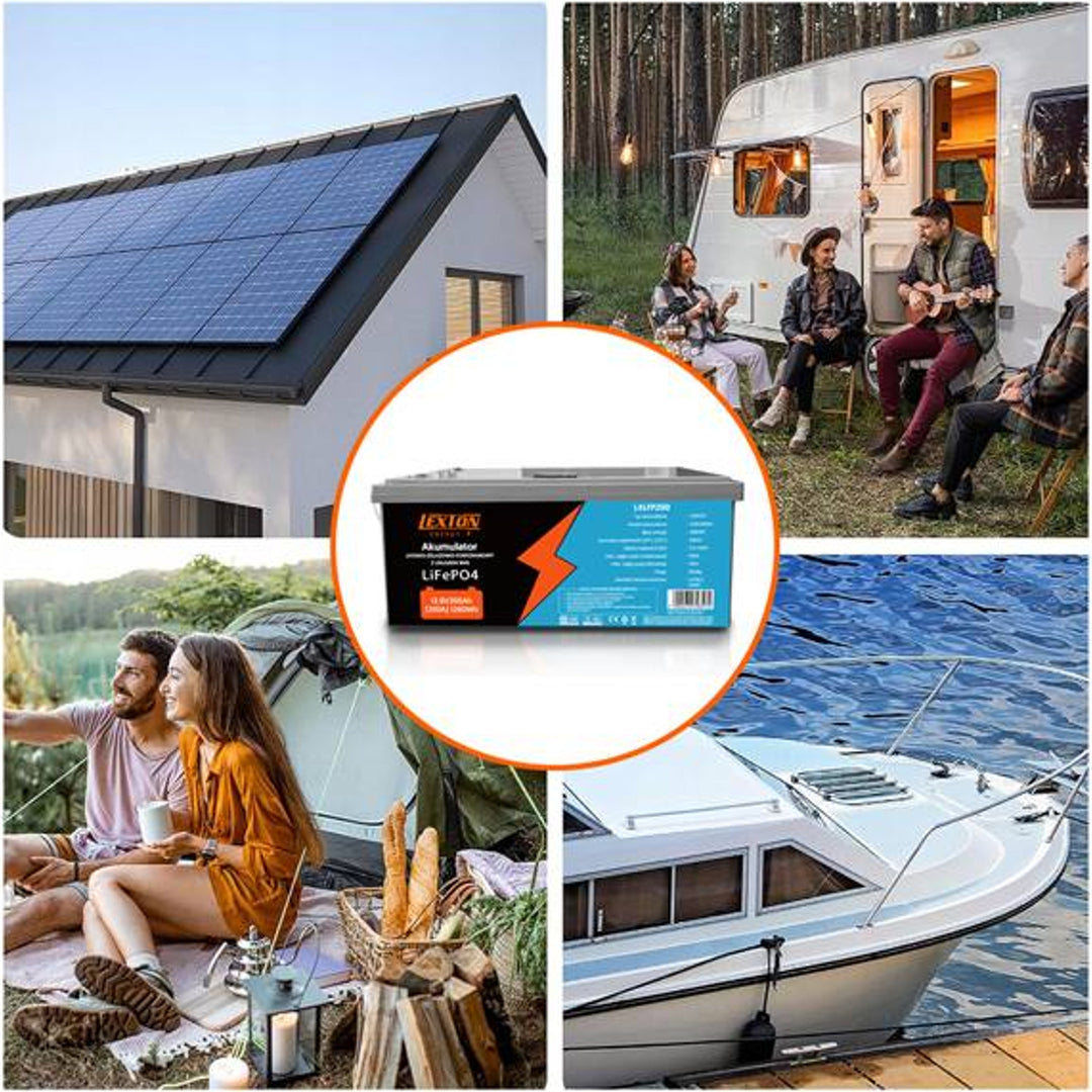 Ceallraí litiam-iarann-fosfáit LiFePo4 Lexton, le BMS, 12.8V, 200Ah, LXLFP200