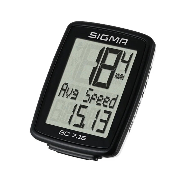 Sigma bicycle counter, wired, start/stop, three-row display, BC 7.16