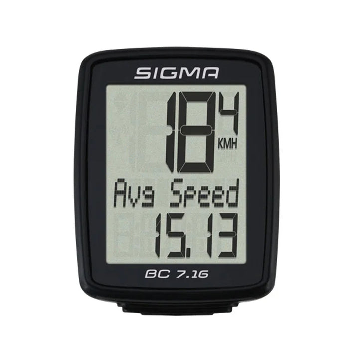 Sigma bicycle counter, wired, start/stop, three-row display, BC 7.16