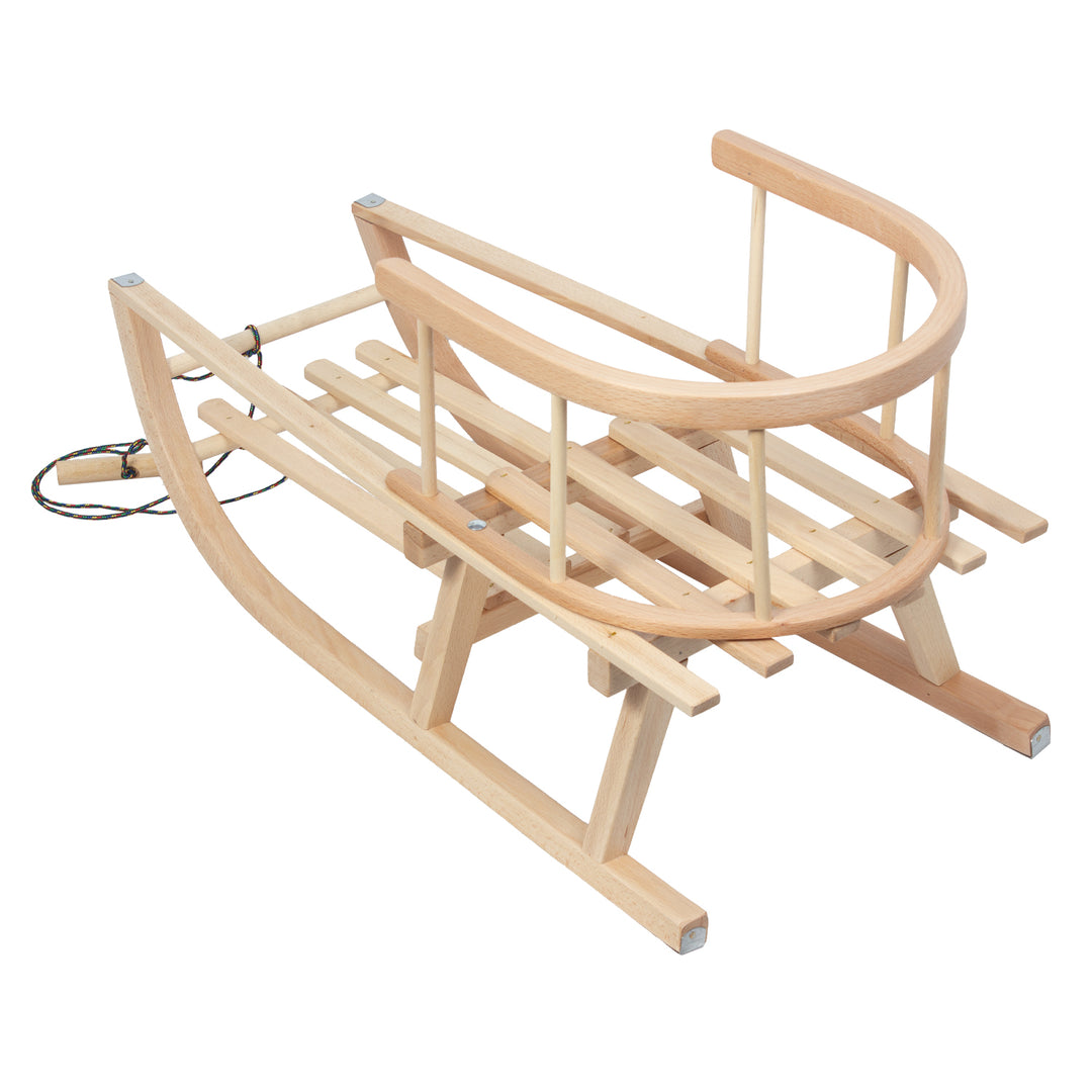 GreenBlue wooden sled, backrest, seat, cord, up to 100 kg, GB159