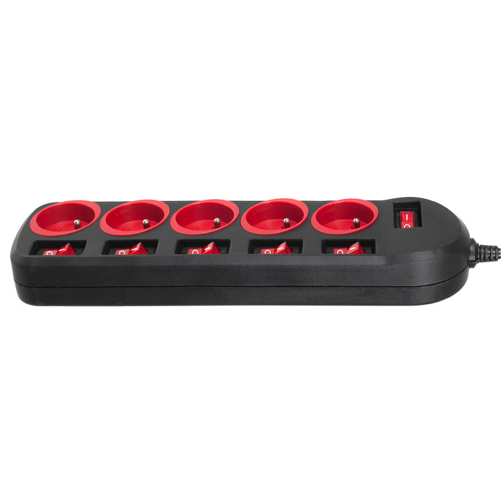 Stiall chumhachta Maclean, corda síneadh 5 asraon, le lasca, 250VAC/10A, 1.5m, MCE204, 2 phíosa