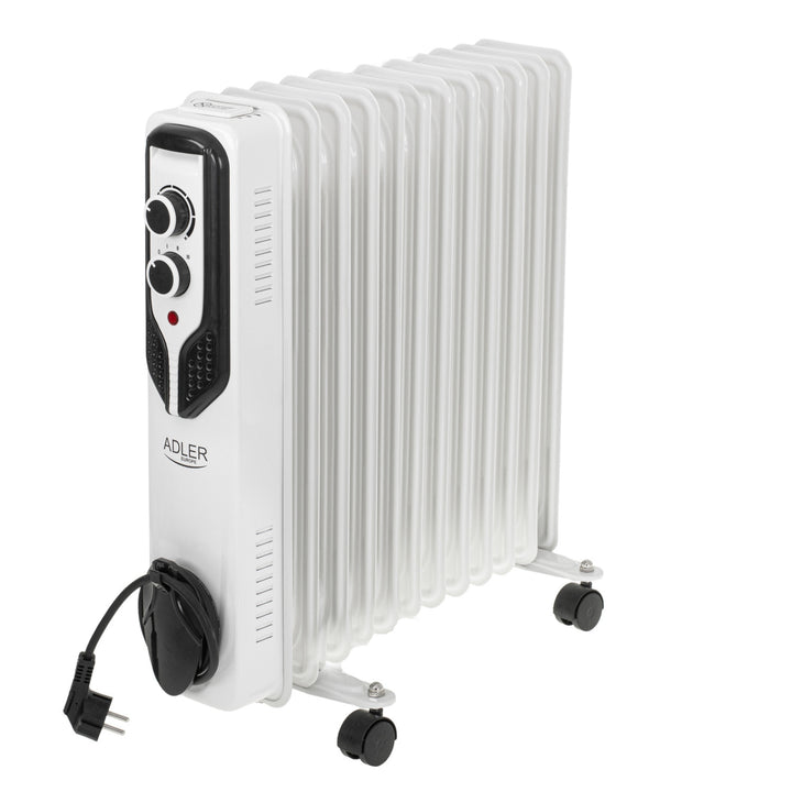 Adler oil heater, 11 ribs, power 2500W, 3 heating levels, white, AD 7817