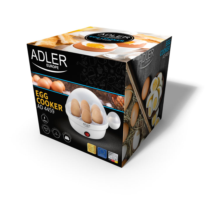 Adler automatic egg cooker, for 7 eggs, power 450W, white, AD 4459